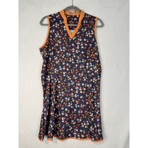 Callaway Women’s Large Blue Indigo Orange Floral Opti-Dri Golf Activewear Dress